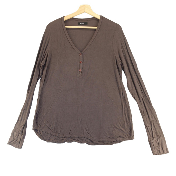 Unbranded Tops - Michael Lauren REVOLVE Henley top Rayon V-neck Brown size Large NWT